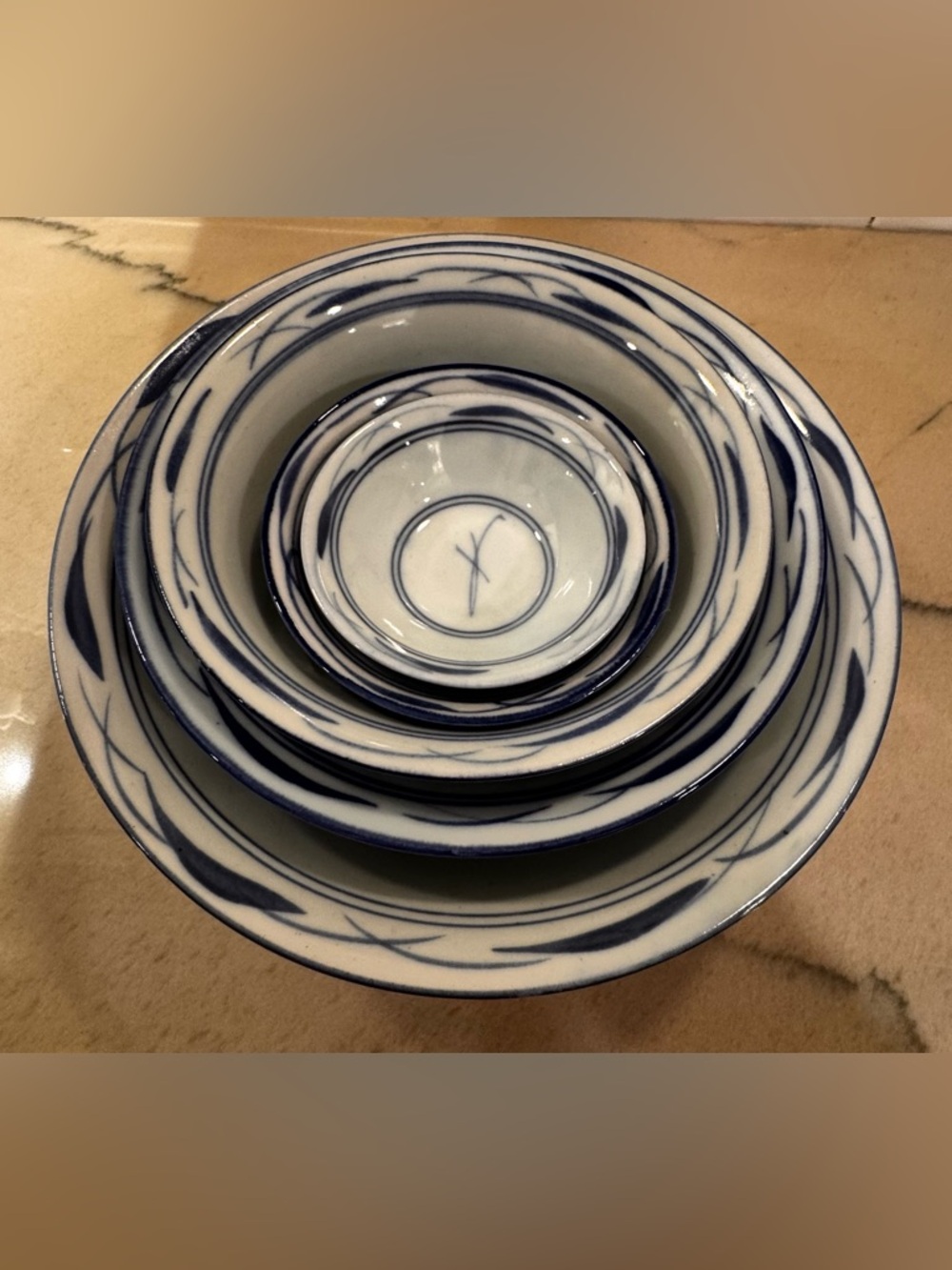 Blue and White Porcelain Nesting Bowls - Set of 4